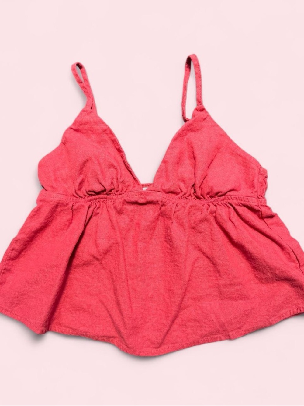 Kendall & Kylie red linen babydoll crop top